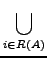 $\displaystyle \bigcup_{{i\in R(A)}}^{}$