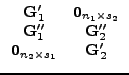 $\displaystyle \begin{array}{cc} \vec{G}_{1}Ê¹ & \vec{0}_{n_{1}\times s_{2}}\\ â€¦ â€¦{1}â€ & \vec{G}_{2}â€\\ \vec{0}_{n_{2}\times s_{1}} & \vec{G}_{2}Ê¹\end{array}$